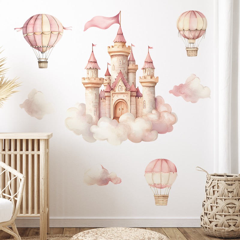 Baby Nursery Wallpaper - Dream Castle Hot Air Balloon Bedroom