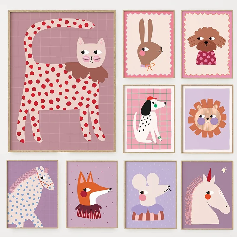 Baby Nursery Pictures - Cartoon Cute Animals Illustration Poster Dog