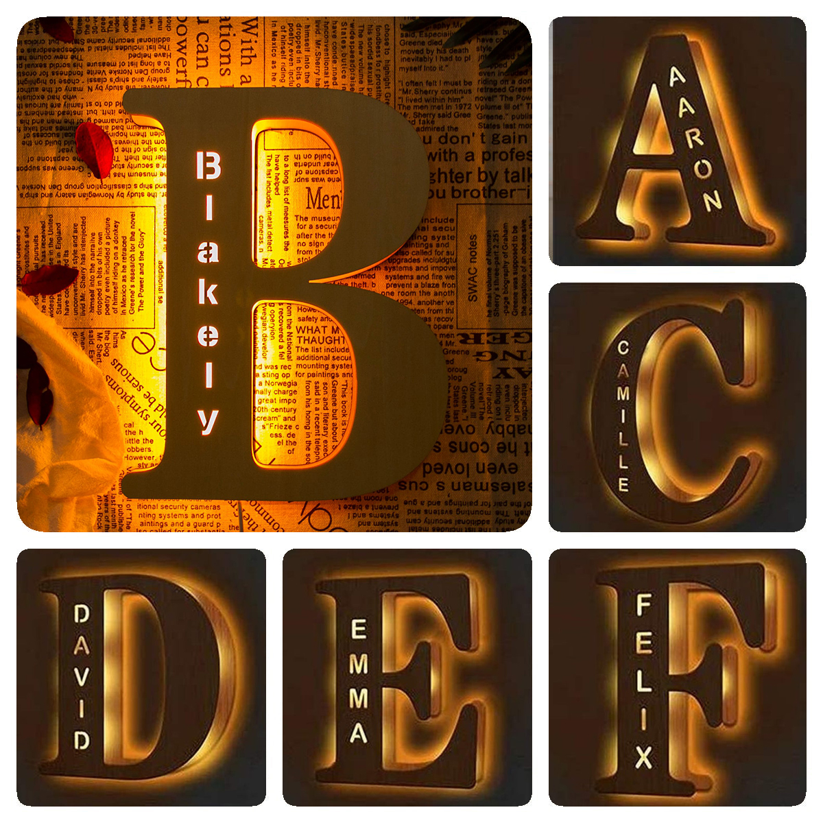 Baby Nursery Light - Personalized Wall Decor 26 Letter with