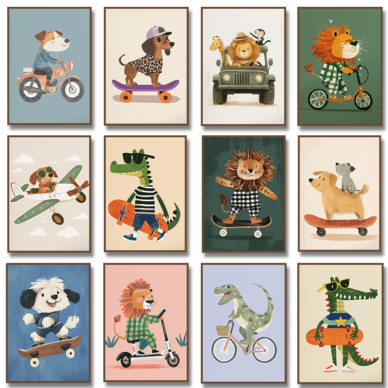 Baby Nursery Pictures - Dog Airplane Lion in Car Animal