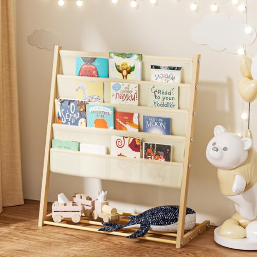 Baby Bookshelf Small - Bookshelf for Small Space 4-Tier Fabric