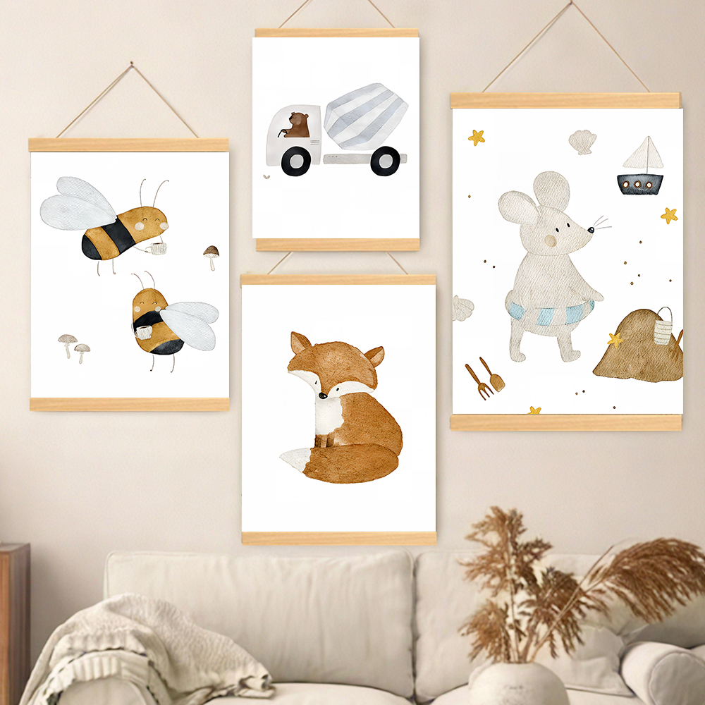 Baby Nursery Room - Boho Cartoon Posters Print Bear Truck