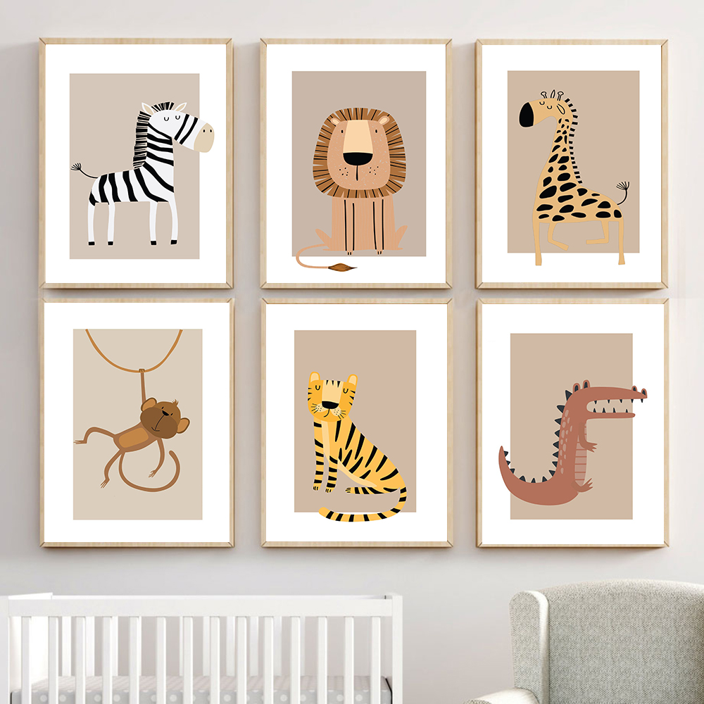 Baby Nursery Pictures - Safari Animals Lion Giraffe Zebra Tiger