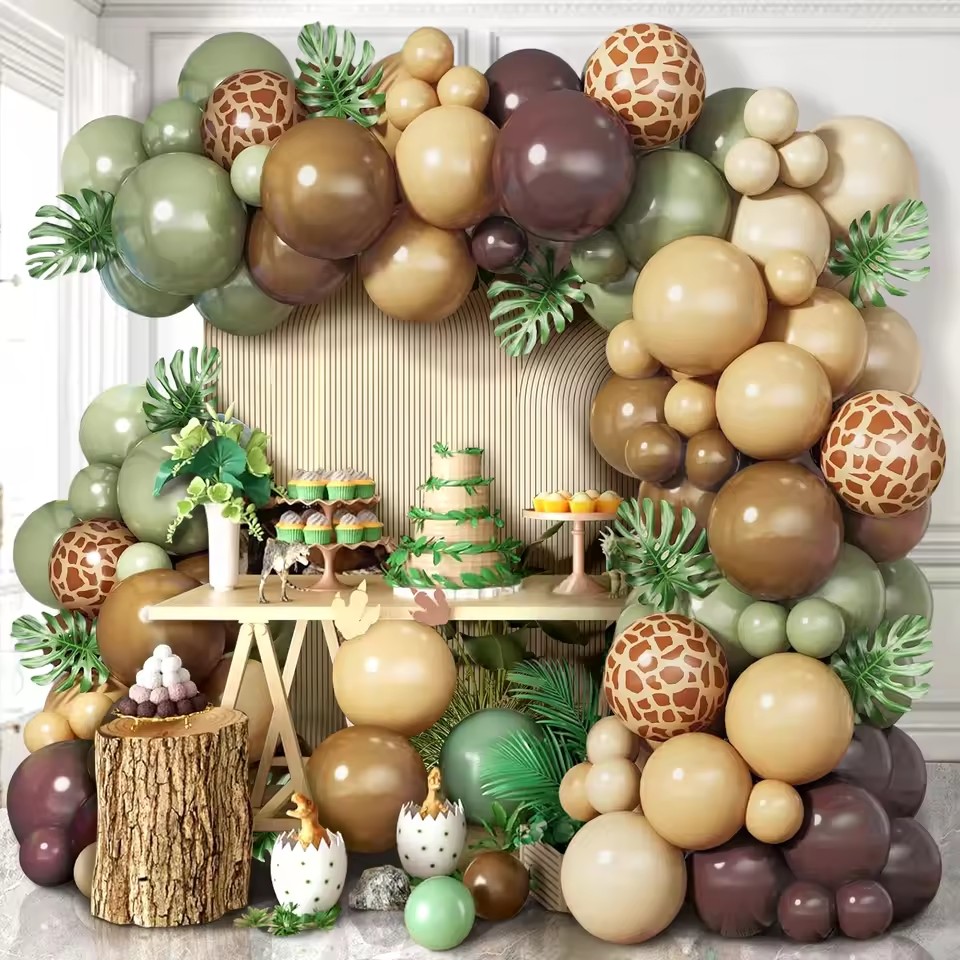 Baby Nursery Jungle Theme - Sage Green Brown Wildlife Themed Balloon