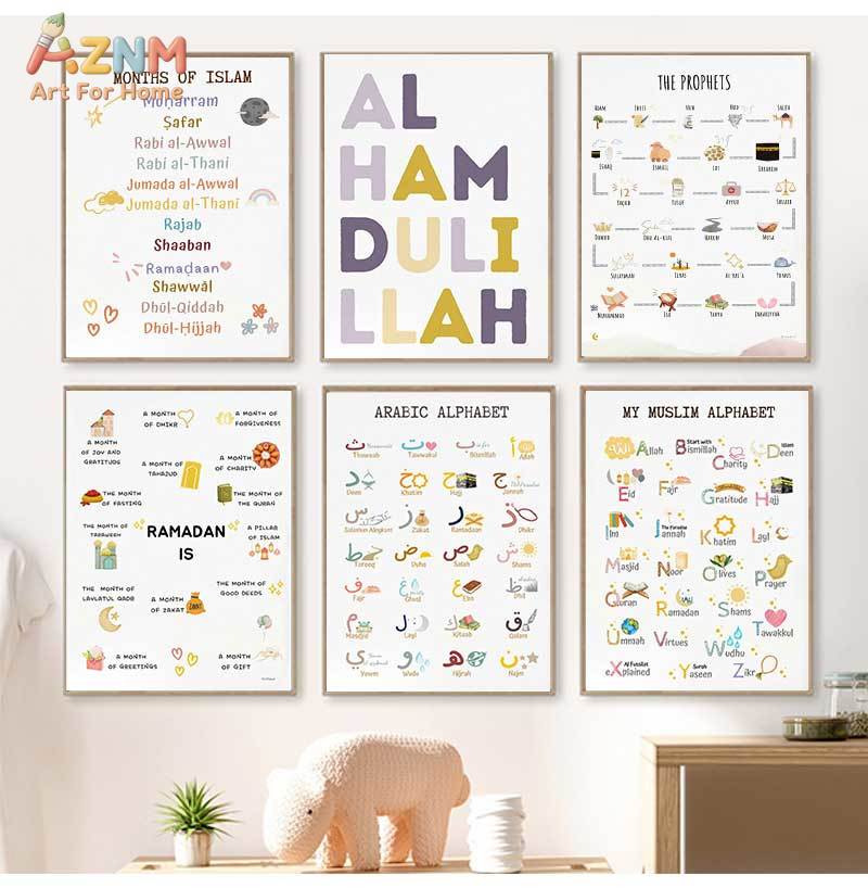 Baby Nursery Pictures - Islam Muslim Prophets Arabic Alphabet Allah