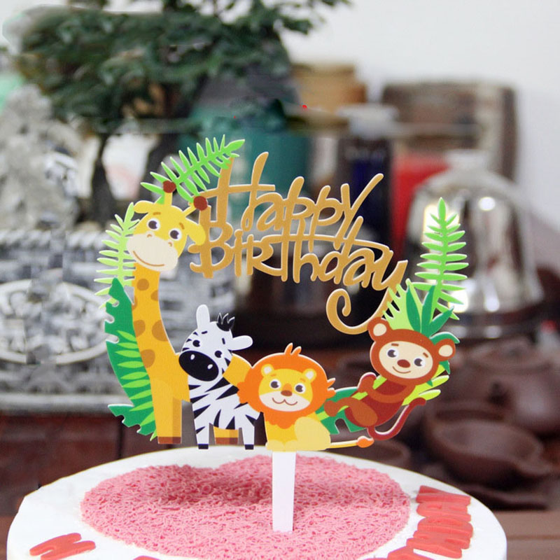 Baby Nursery Jungle Theme - 1pc Forest Animal Cake Topper Woodland