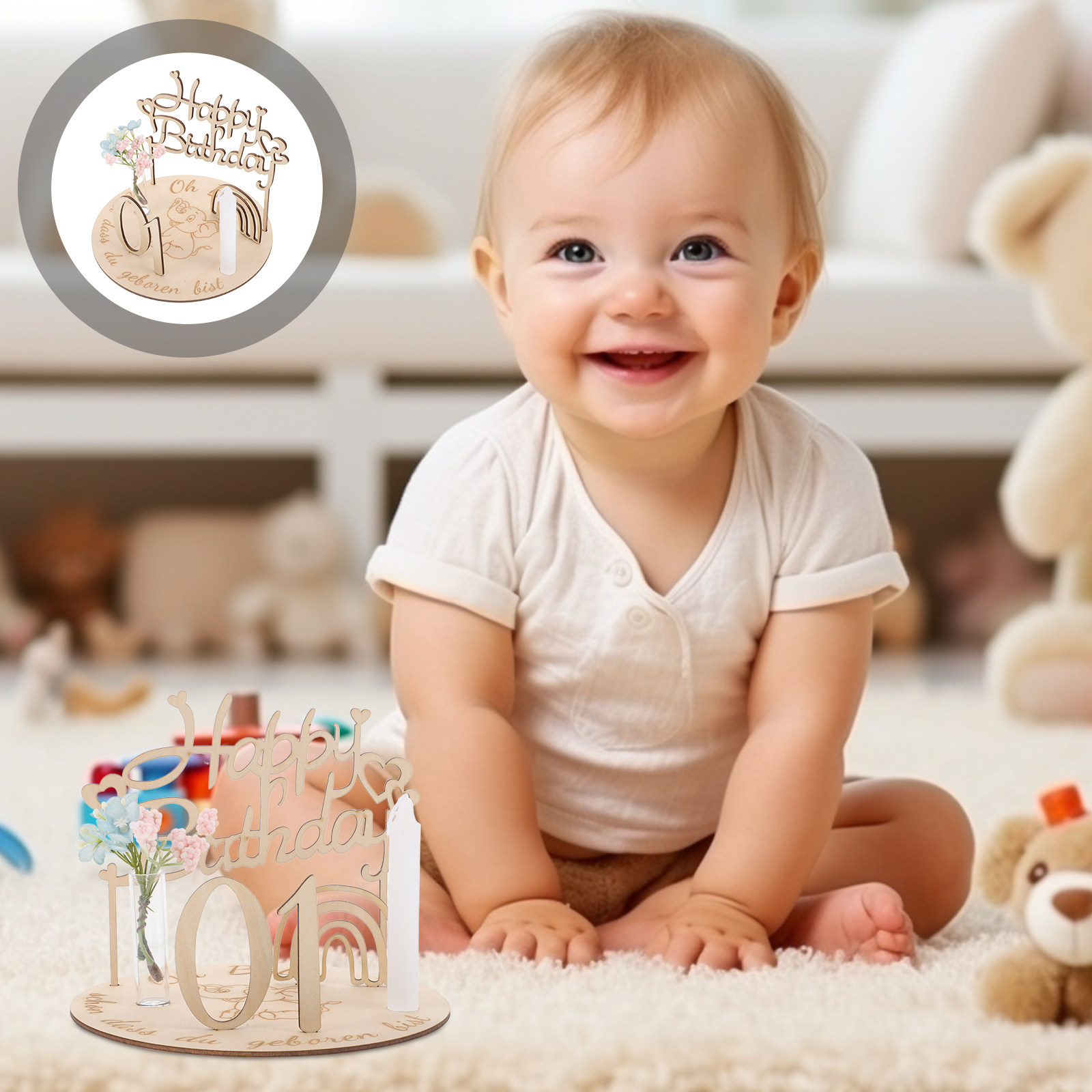 1Set Wooden Milestone Birthday - Baby Nursery Age avaliação e preço