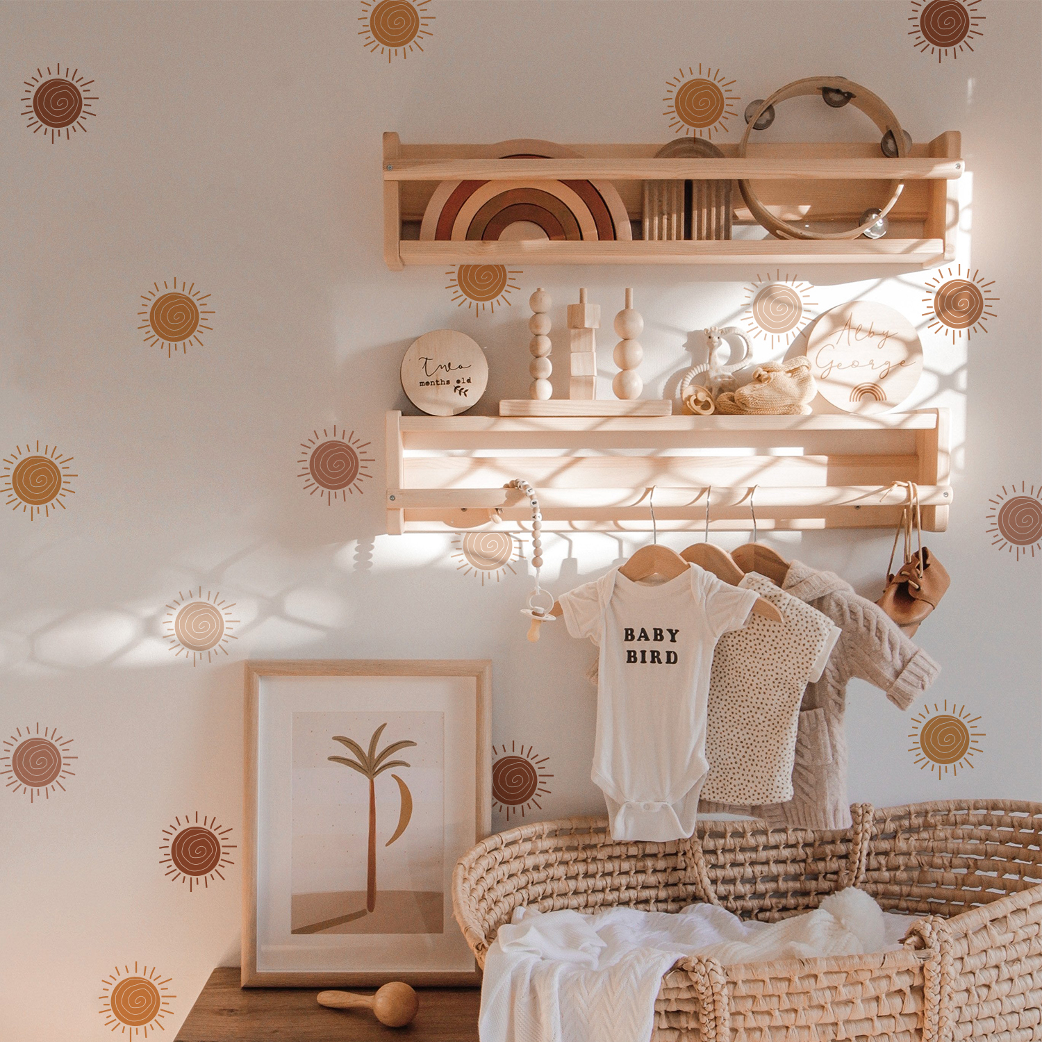 Boho Cartoon Creative Sun Wall - Baby Nursery Wallpaper Girl avaliação e preço