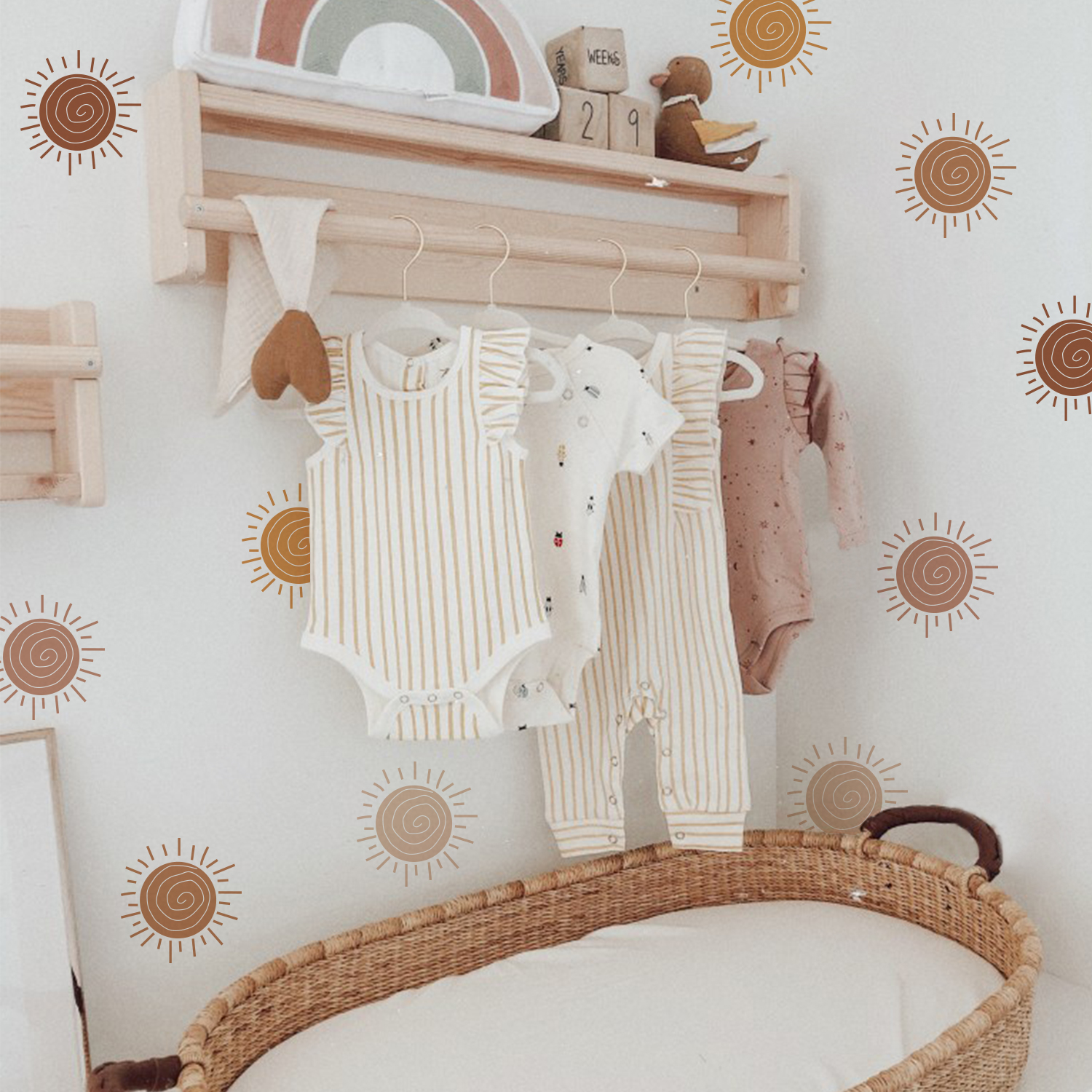 Boho Cartoon Creative Sun Wall - Baby Nursery Wallpaper Girl avaliação e preço
