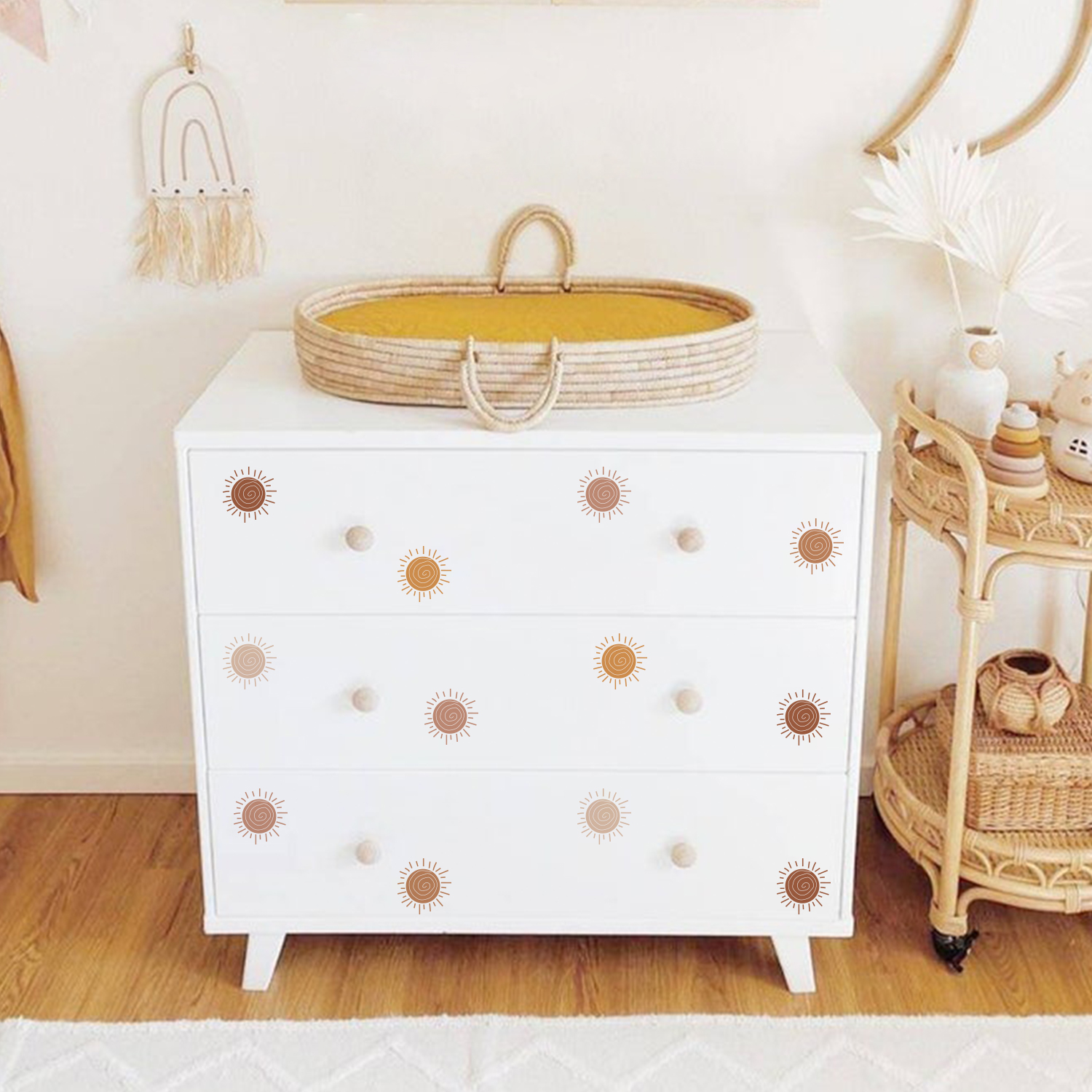 Boho Cartoon Creative Sun Wall - Baby Nursery Wallpaper Girl avaliação e preço