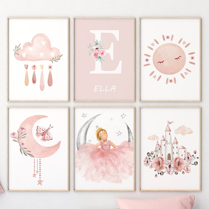 Pink Angel Girl Sun Moon Cloud - Baby Nursery Pictures avaliação e preço