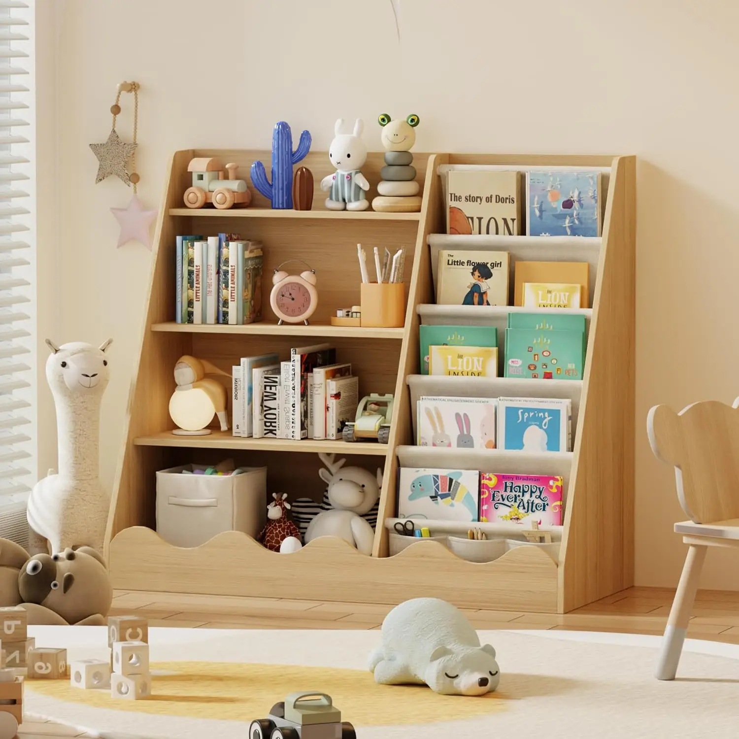 Wooden Kids Bookcase 4 Tier Ba - Baby Nursery Storage avaliação e preço