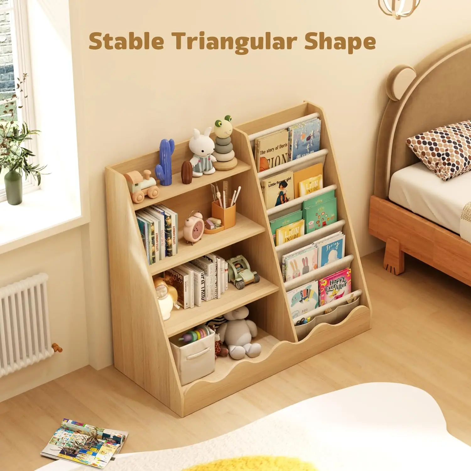 Wooden Kids Bookcase 4 Tier Ba - Baby Nursery Storage avaliação e preço