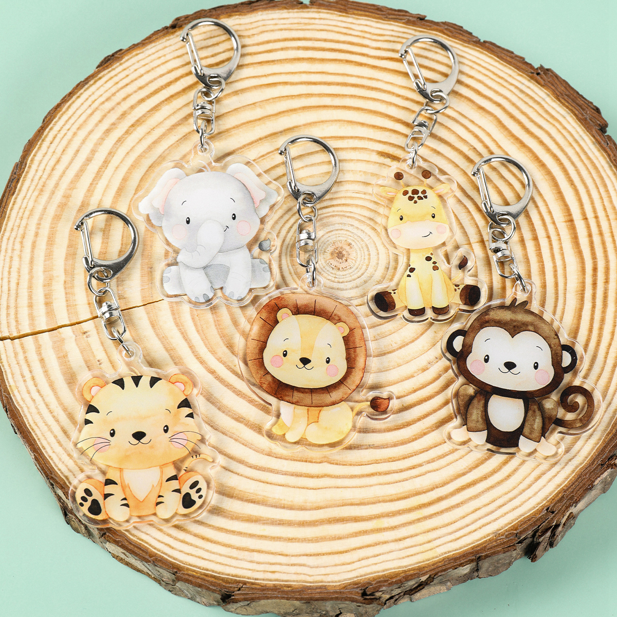 5pcs Jungle Animal Keychains S - Baby Nursery Jungle Theme avaliação e preço