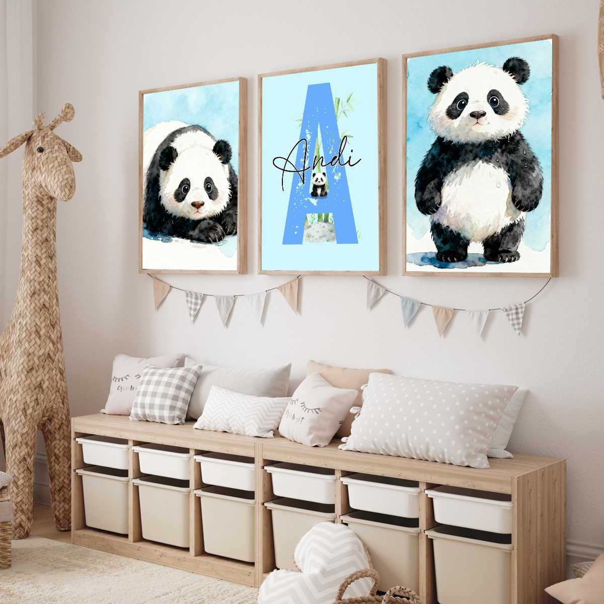 3pcs Personalized Panda Nurser - Baby Nursery Pictures avaliação e preço