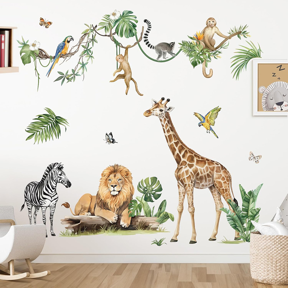 Large Jungle Animal Tropical L - Baby Nursery Wallpaper avaliação e preço