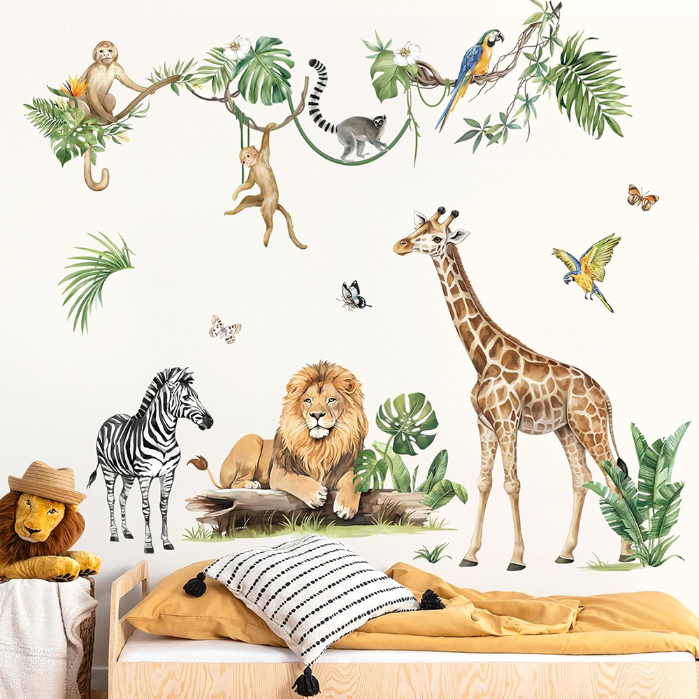 Large Jungle Animal Tropical L - Baby Nursery Wallpaper avaliação e preço