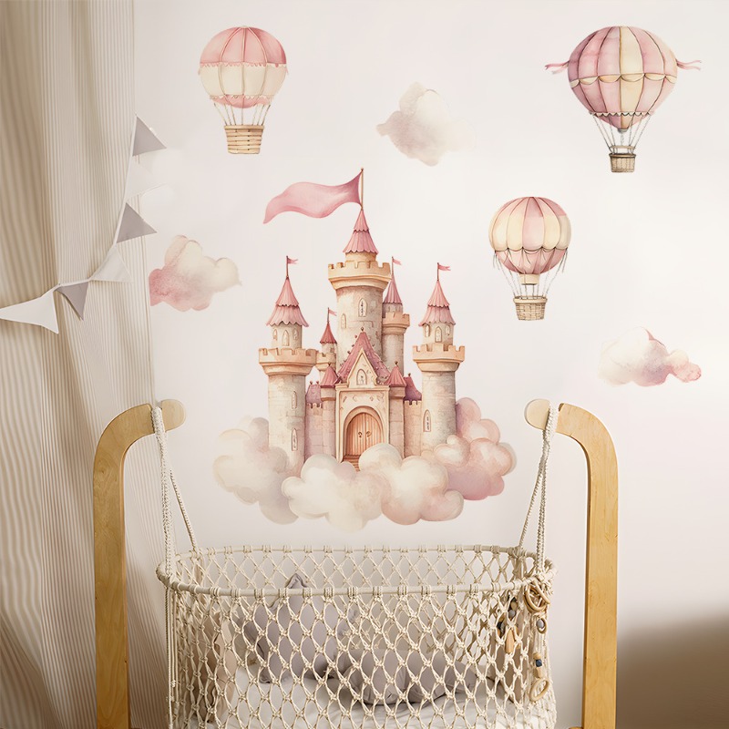 Dream Castle Hot Air Balloon B - Baby Nursery Wallpaper avaliação e preço