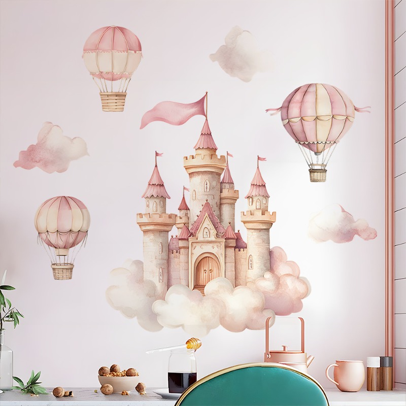Dream Castle Hot Air Balloon B - Baby Nursery Wallpaper avaliação e preço