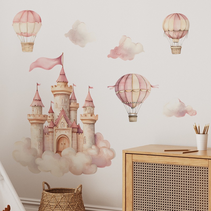 Dream Castle Hot Air Balloon B - Baby Nursery Wallpaper avaliação e preço