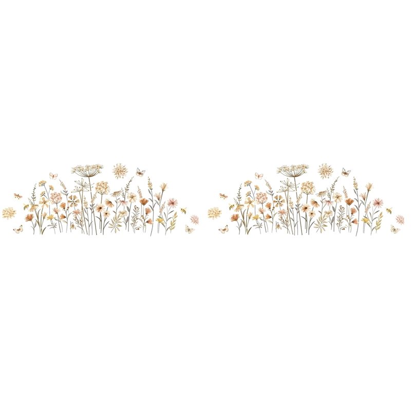 【EFFICIENT 】2X Boho Flower Wal - Baby Nursery Wallpaper Girl avaliação e preço