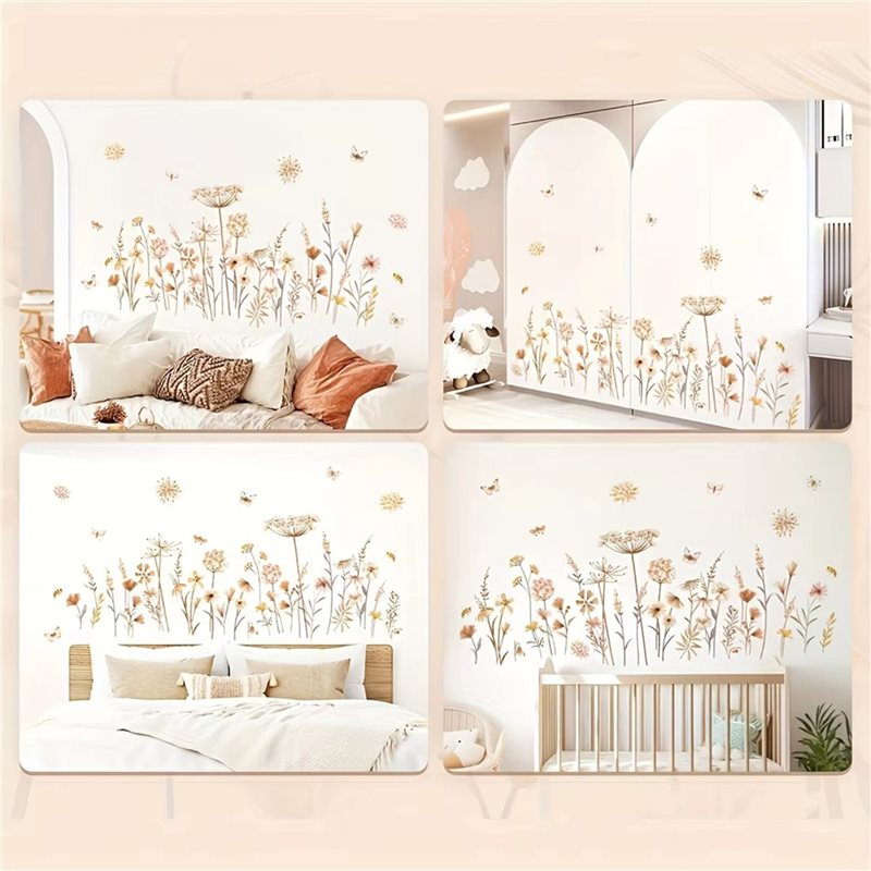 【EFFICIENT 】2X Boho Flower Wal - Baby Nursery Wallpaper Girl avaliação e preço