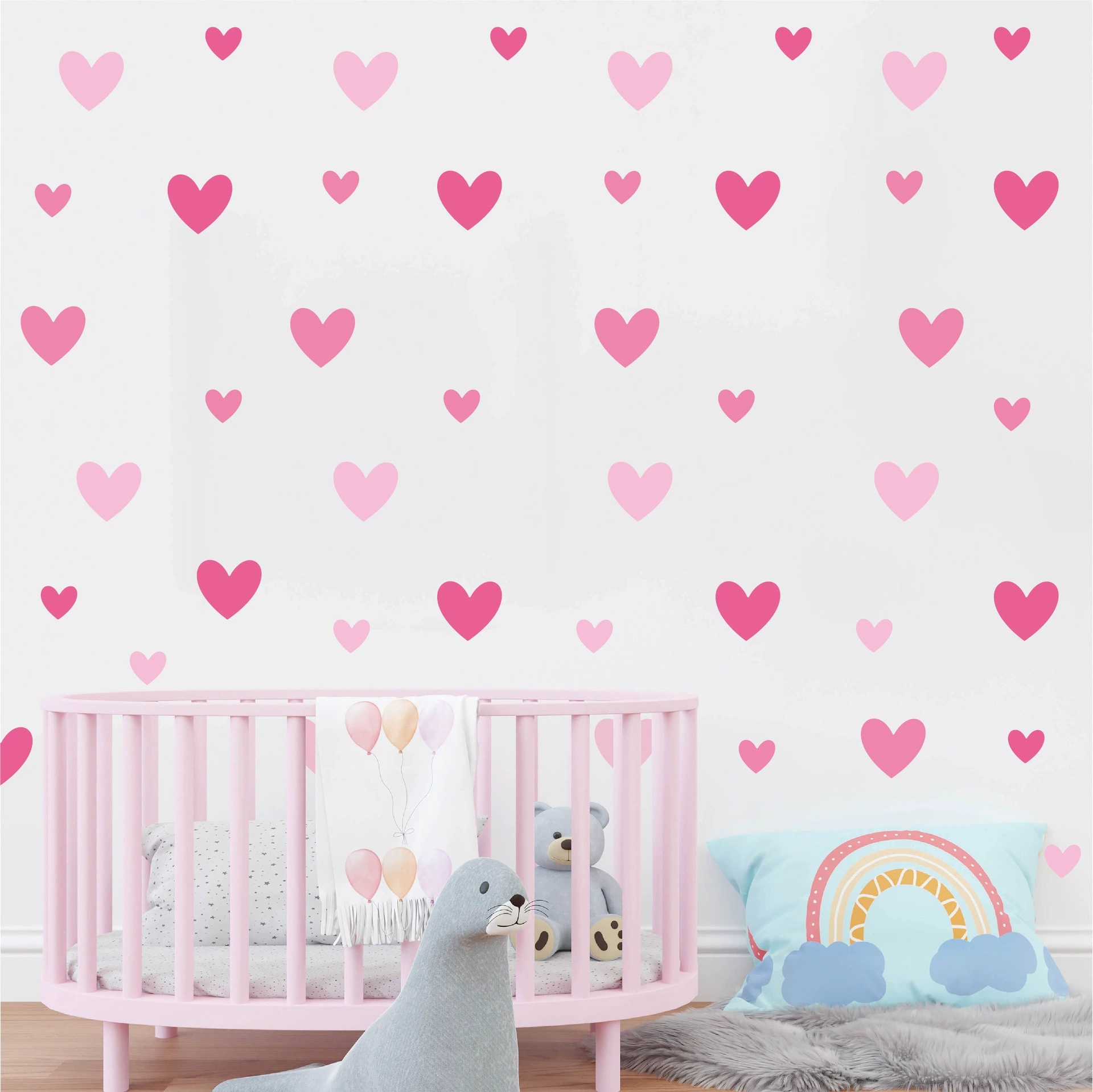 170pcs=10 Sheets Pink Heart Wa - Baby Nursery Wallpaper Girl avaliação e preço