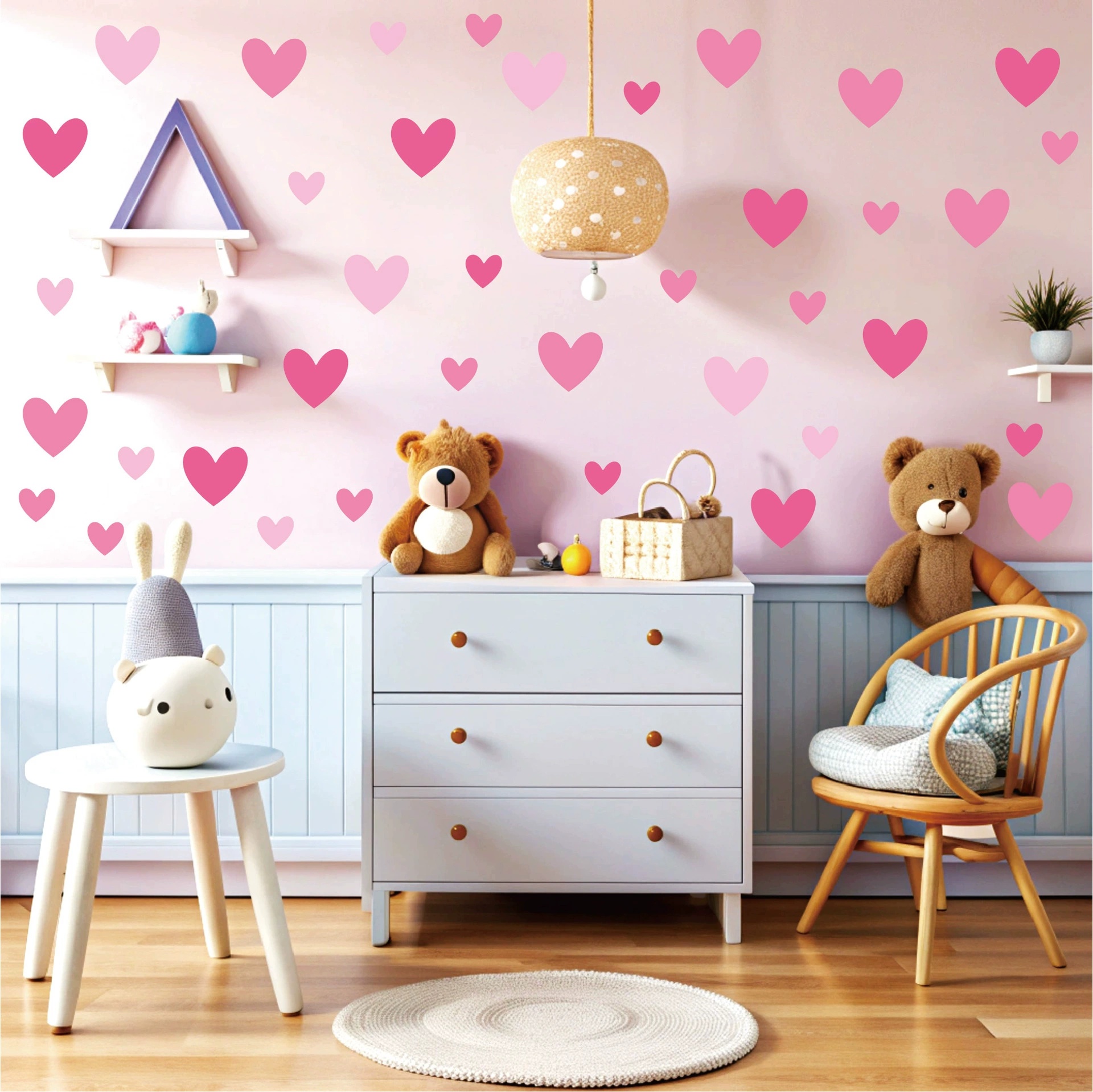 170pcs=10 Sheets Pink Heart Wa - Baby Nursery Wallpaper Girl avaliação e preço