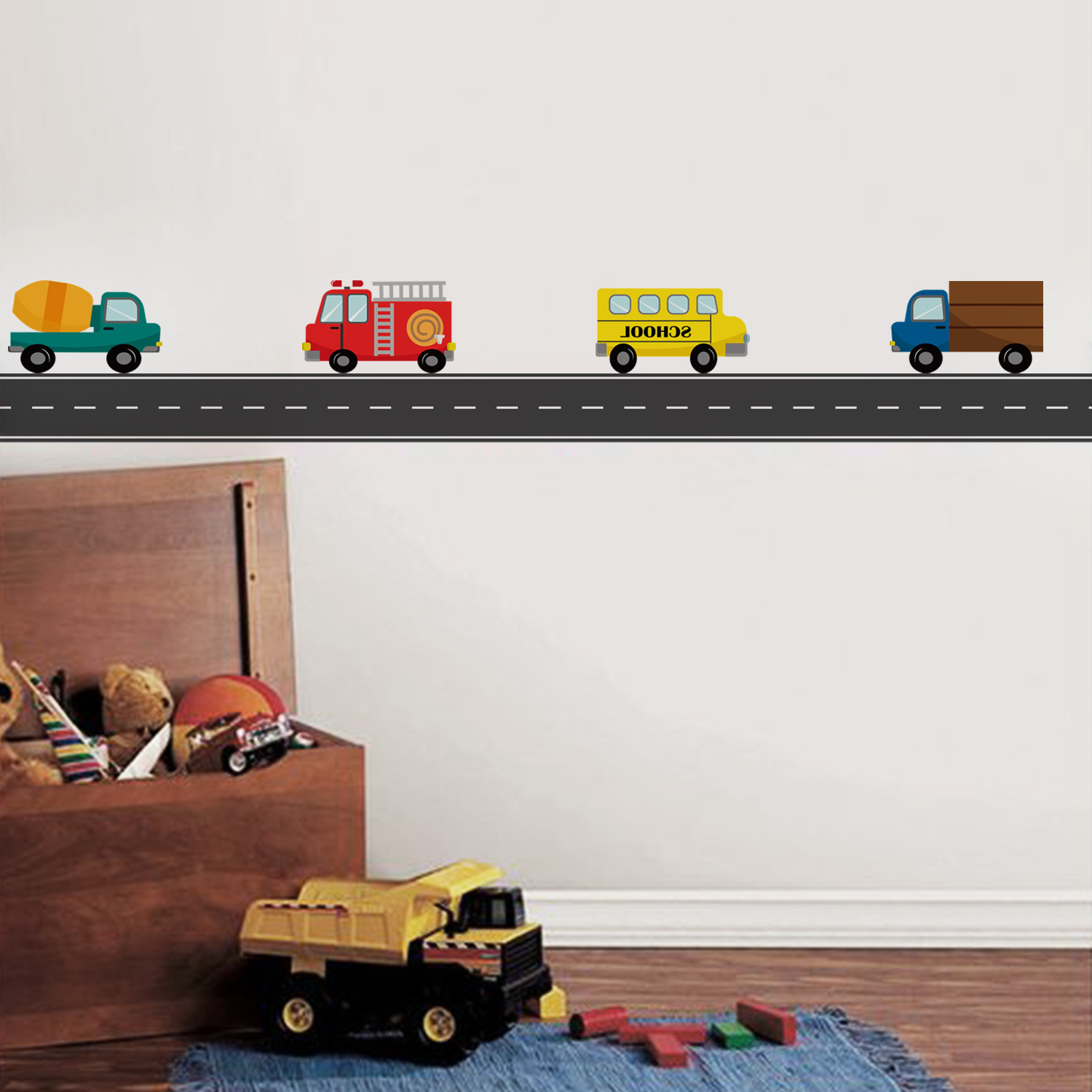 Cartoon Kids Transport Car Tru - Baby Nursery Wallpaper avaliação e preço