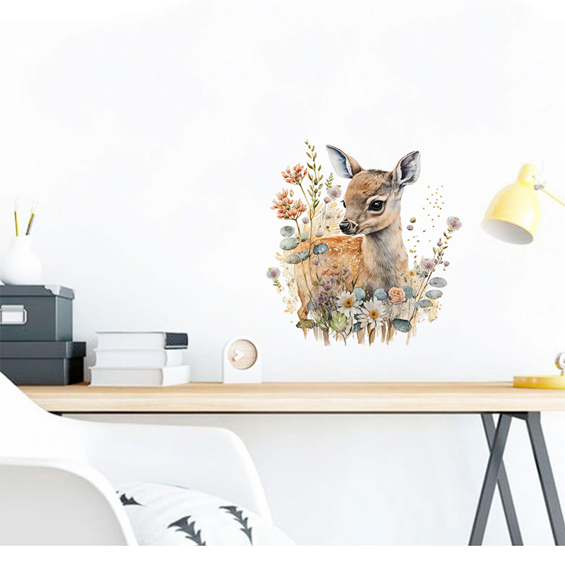 C400#Cute Deer Wall Sticker Ki - Baby Nursery Wallpaper avaliação e preço