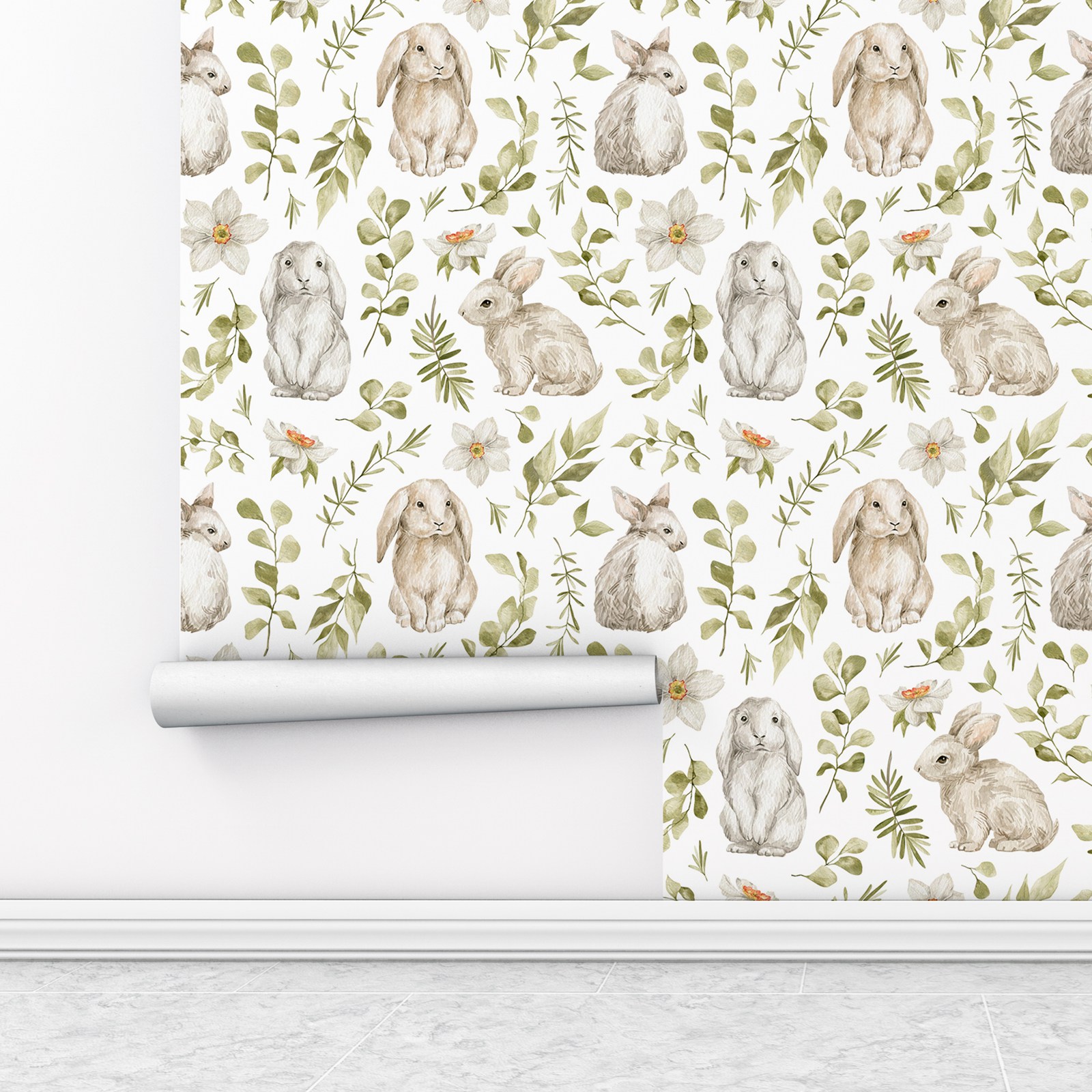 Bunny Wallpaper Kids Room Wall - Baby Nursery Wallpaper Girl avaliação e preço