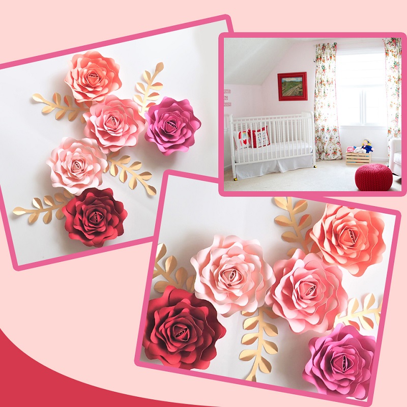 DIY Paper Flowers Leaves Nurse - Baby Nursery Wallpaper Girl avaliação e preço