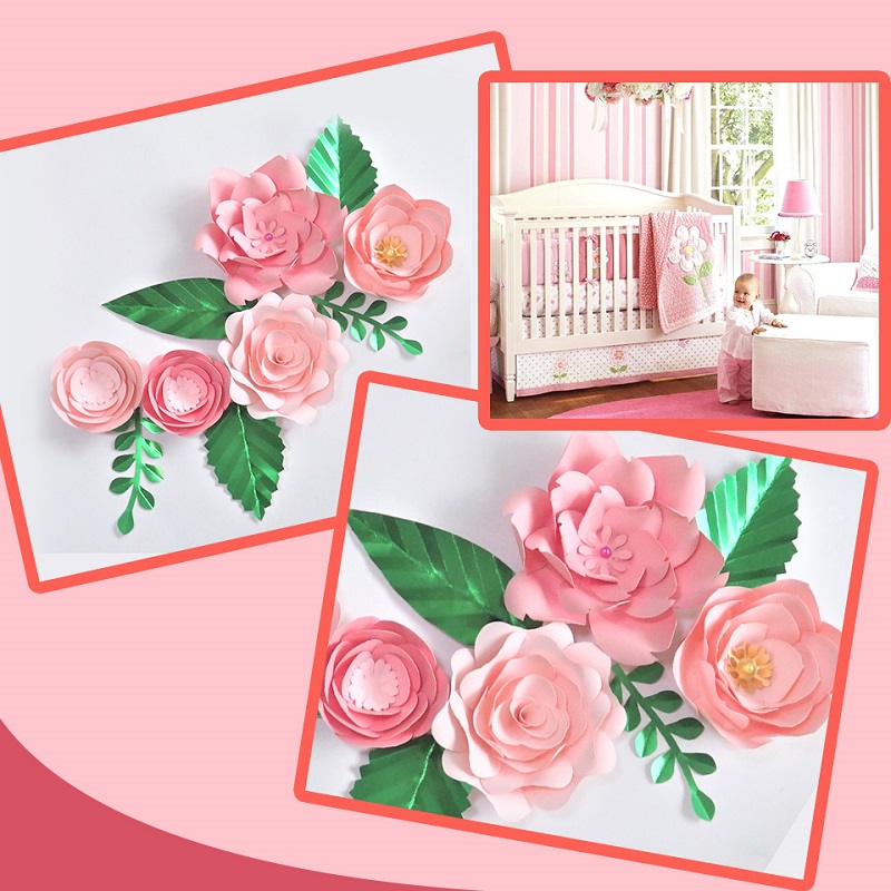 DIY Paper Flowers Leaves Nurse - Baby Nursery Wallpaper Girl avaliação e preço