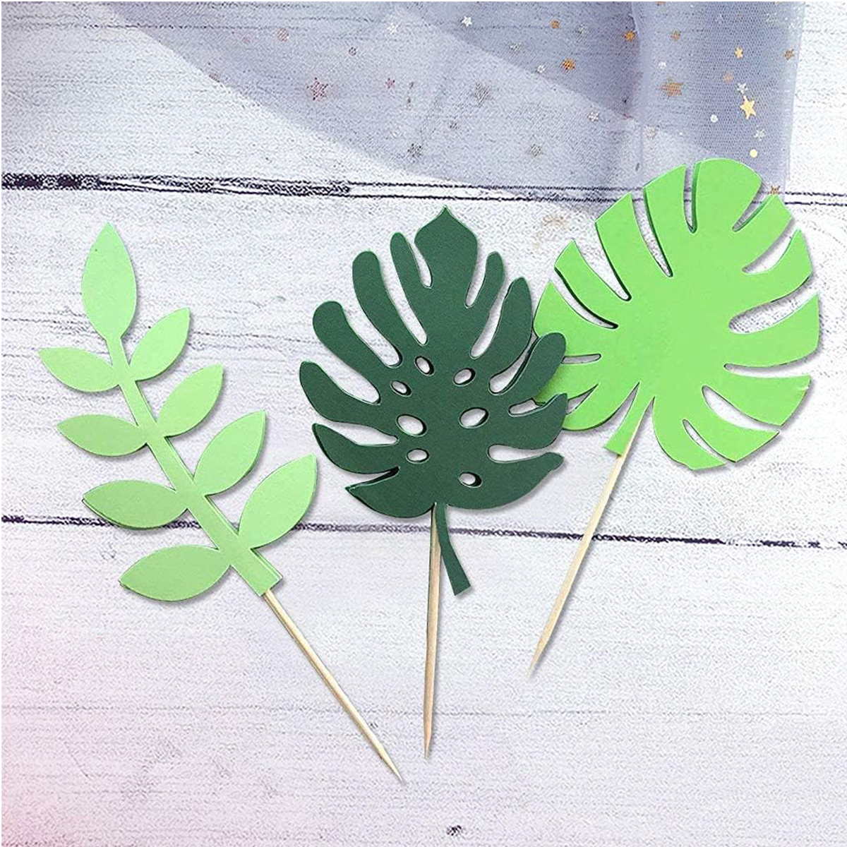 7Pcs Glittery Tropical Leaves  - Baby Nursery Jungle Theme avaliação e preço
