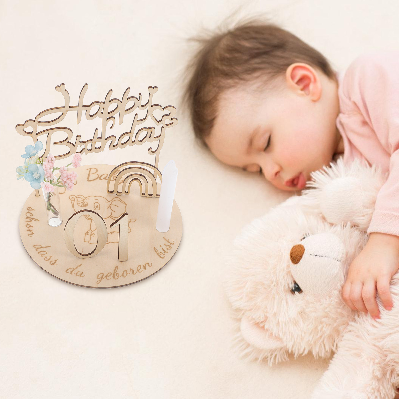 1Set DIY Wooden Milestone Birt - Baby Nursery Age avaliação e preço