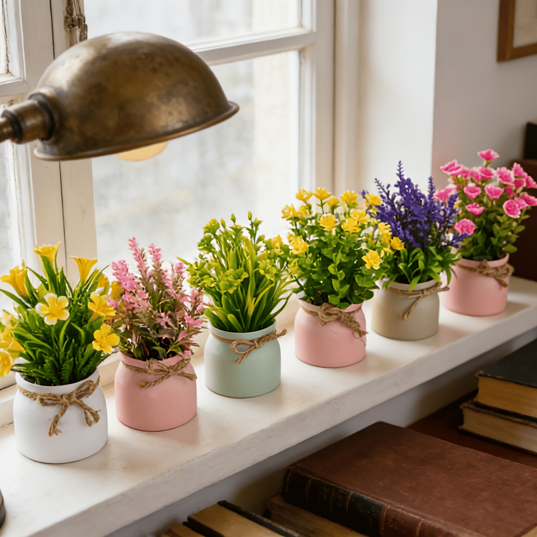 6pcs Artificial Flowers in Sma - Baby Bookshelf Small avaliação e preço
