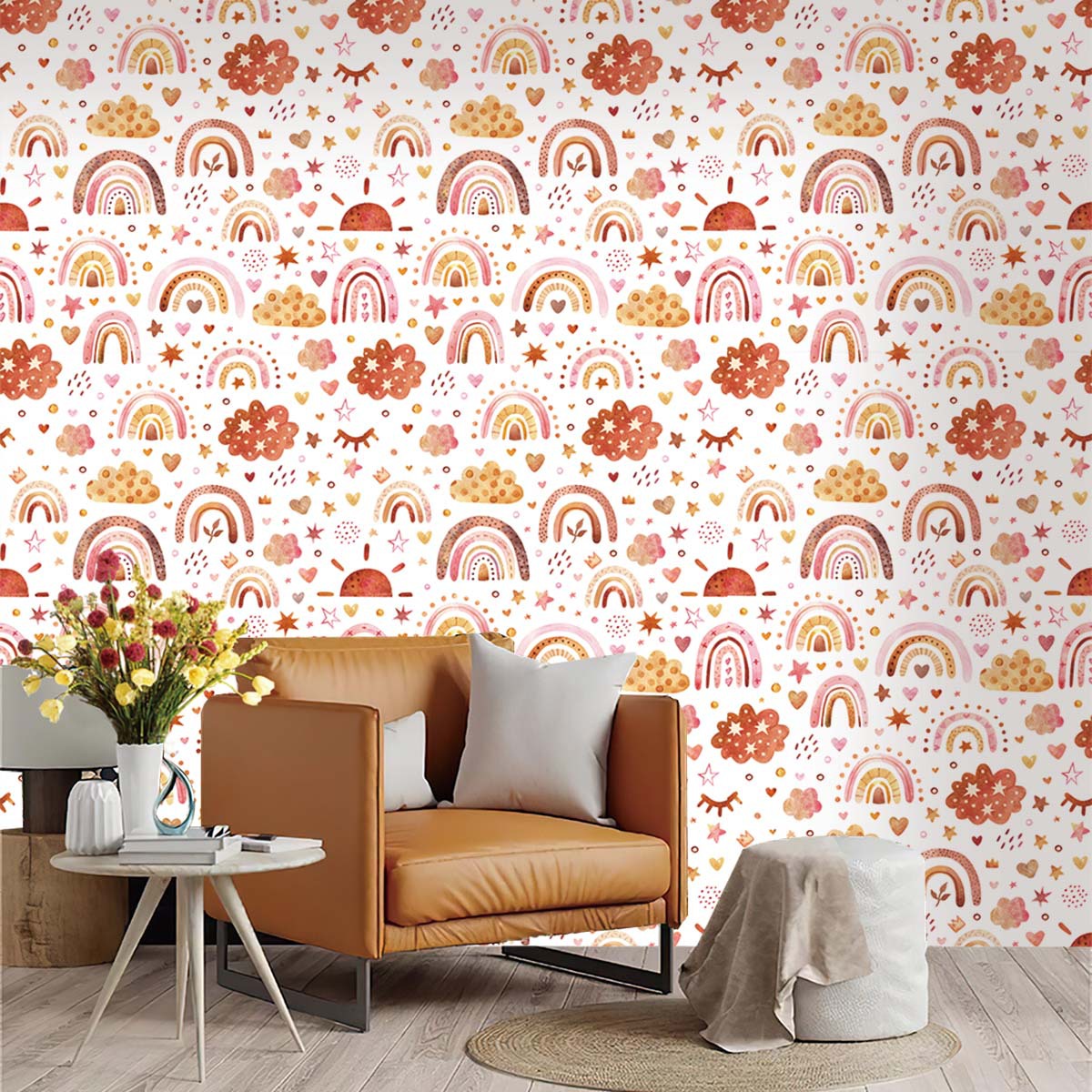 Rainbow Wallpaper Peel and Sti - Baby Nursery Wallpaper Girl avaliação e preço