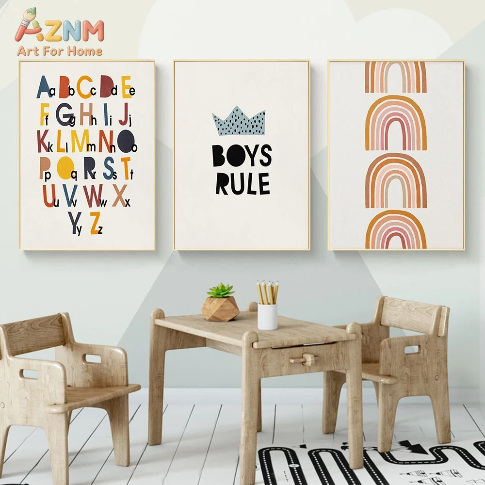 Rainbow Alphabet Poster Educat - Baby Nursery Pictures avaliação e preço