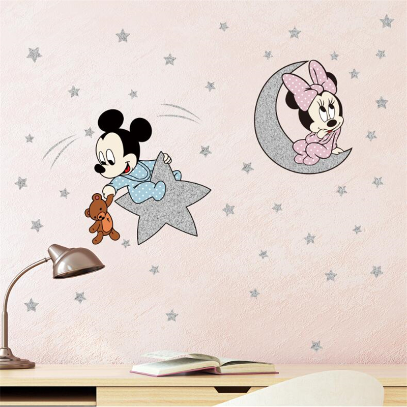 Cartoon Mickey Minnie Mouse Ba - Baby Nursery Wallpaper avaliação e preço
