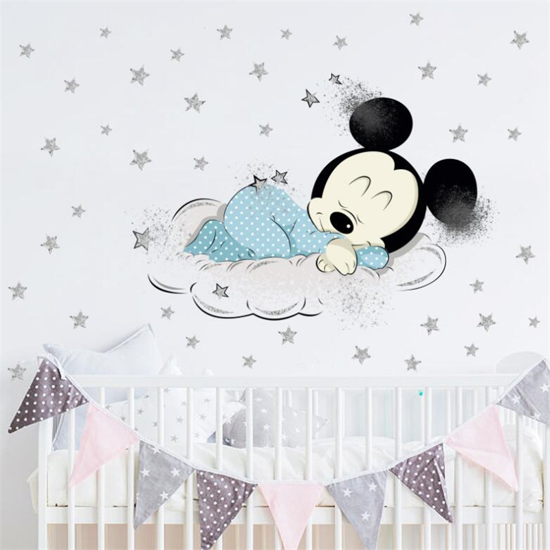 Cartoon Mickey Minnie Mouse Ba - Baby Nursery Wallpaper avaliação e preço