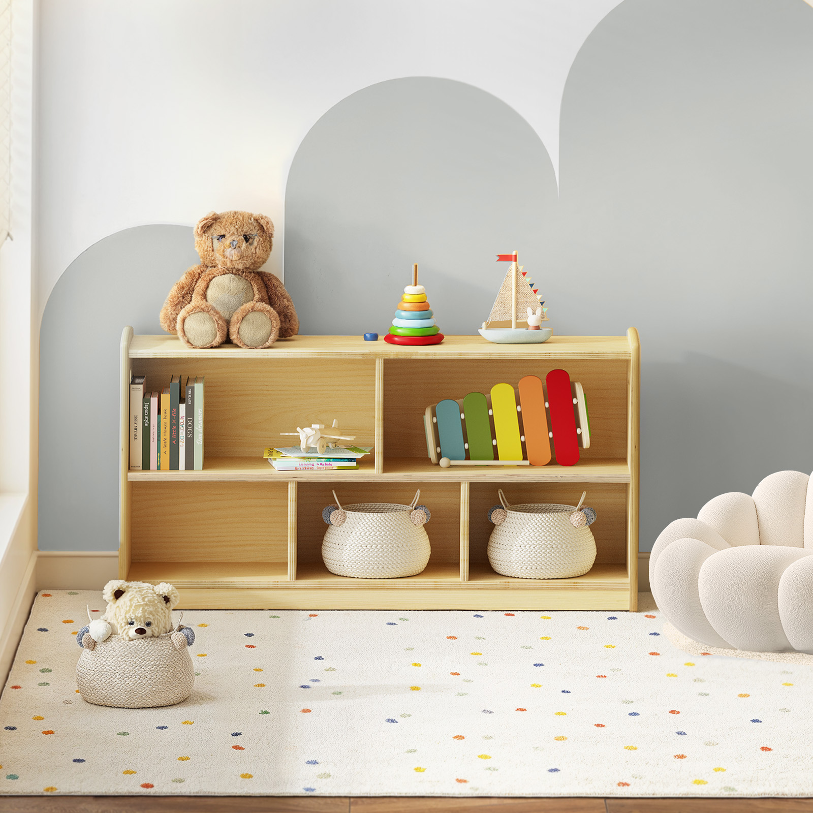 2-Tier Wood Montessori Cabinet - Baby Bookshelf Small avaliação e preço