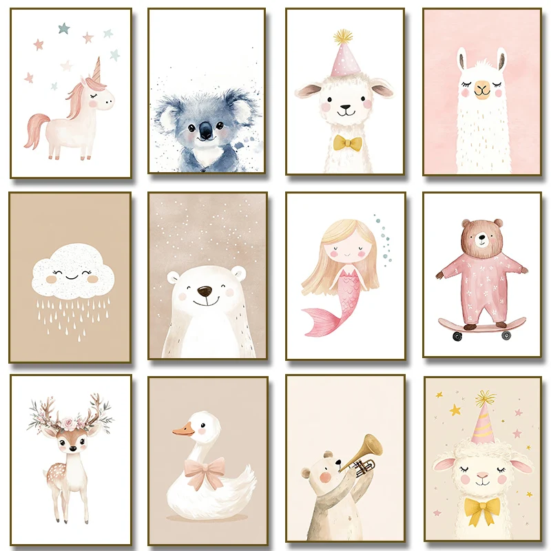 Cute Watercolor Unicorn Mermai - Baby Nursery Room avaliação e preço