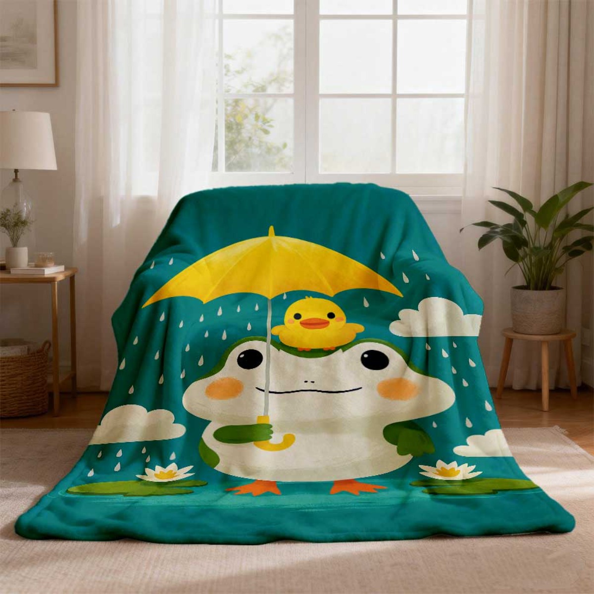 Sweet Adorable Frog and Chick  - Baby Nursery Fabric avaliação e preço