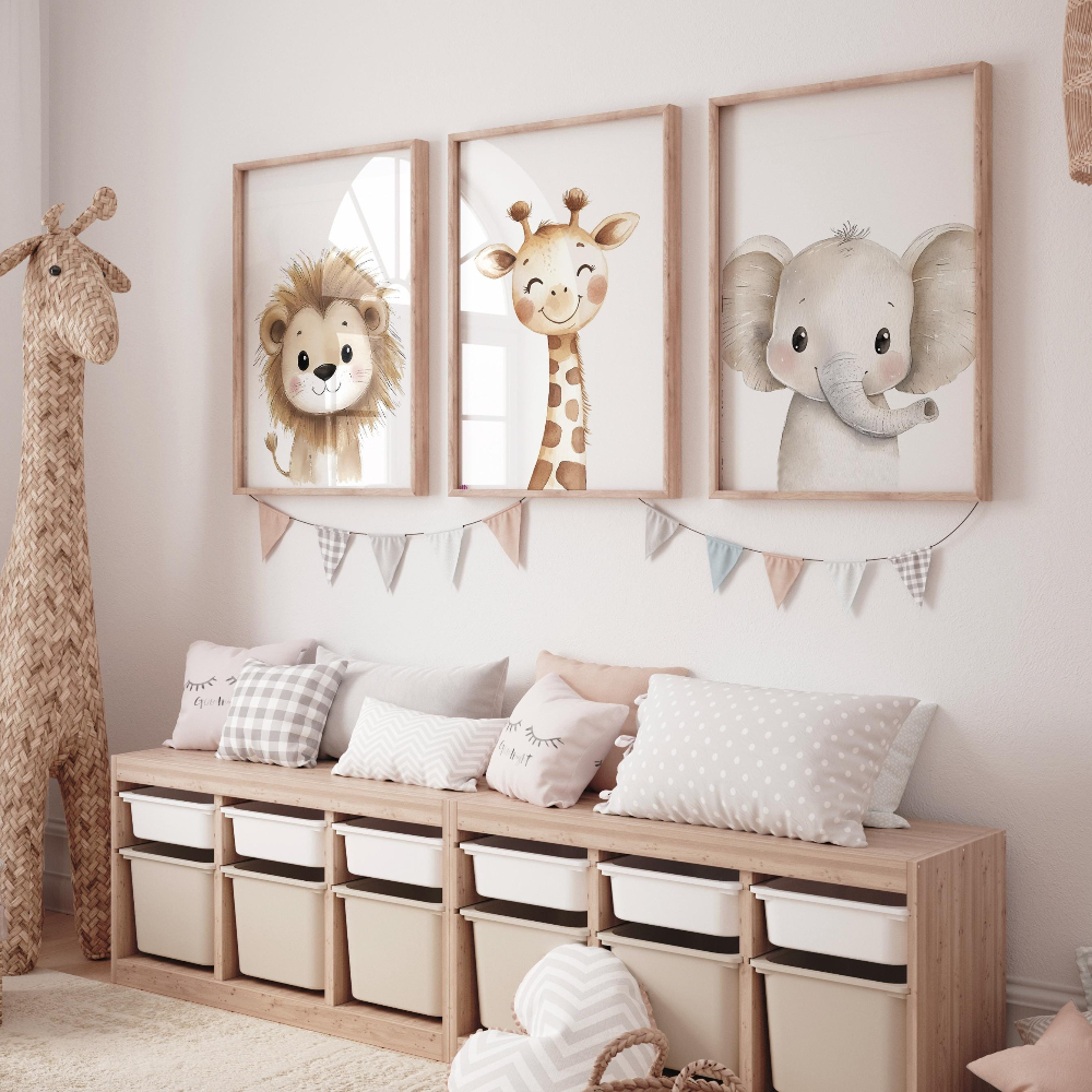 3pcs Safari Animal Nursery Pri - Baby Nursery Room avaliação e preço