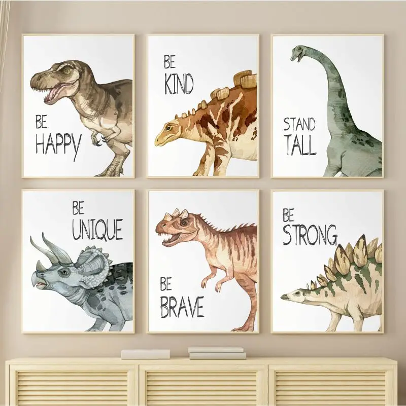 Watercolor Dinosaur Poster Nur - Baby Nursery Pictures avaliação e preço
