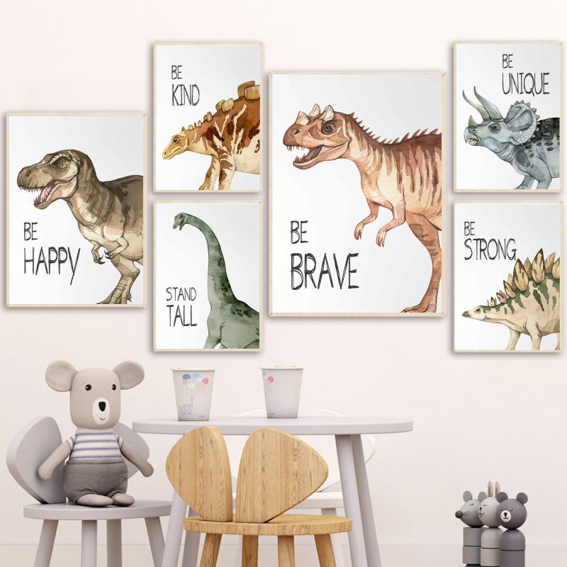 Watercolor Dinosaur Poster Nur - Baby Nursery Pictures avaliação e preço