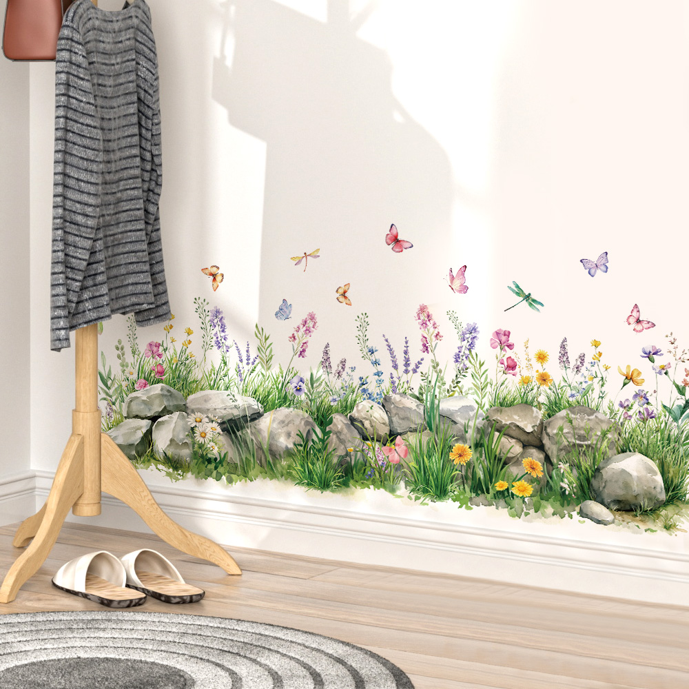 Stones and Flowers Watercolor  - Baby Nursery Wallpaper avaliação e preço