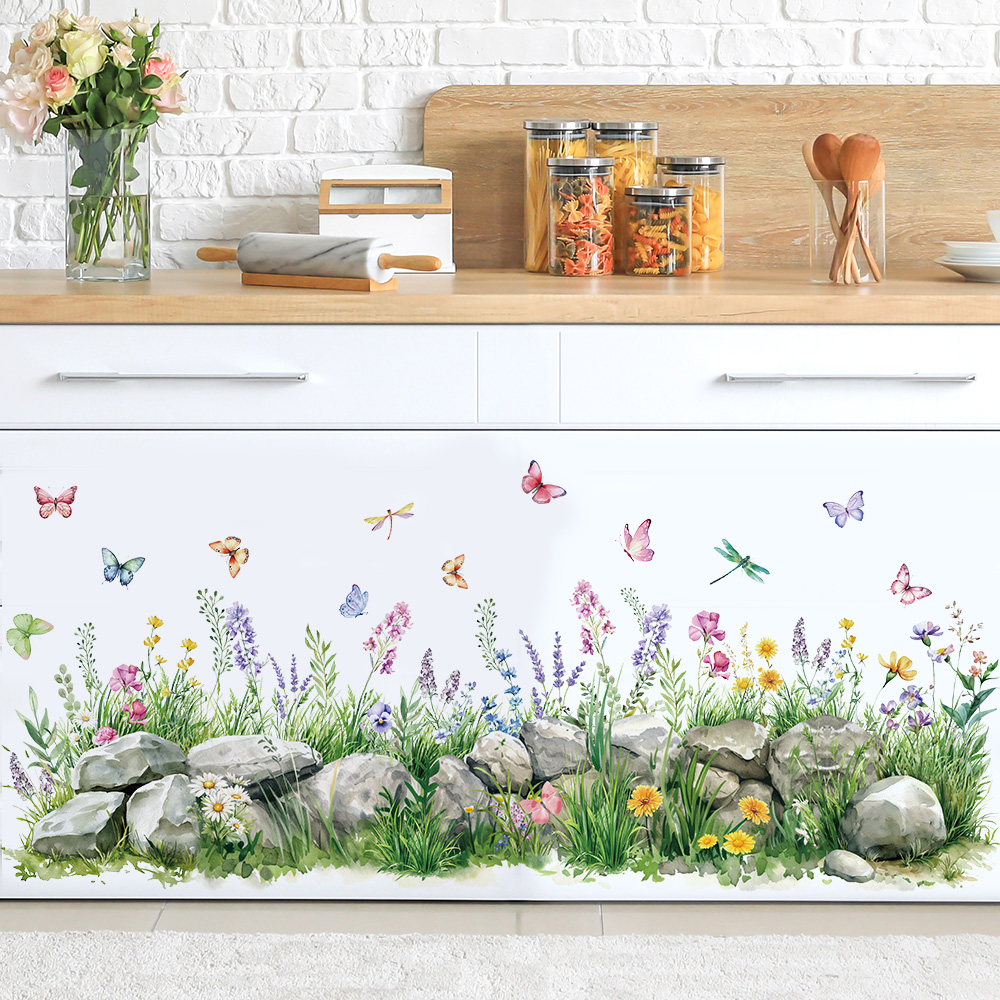 Stones and Flowers Watercolor  - Baby Nursery Wallpaper avaliação e preço