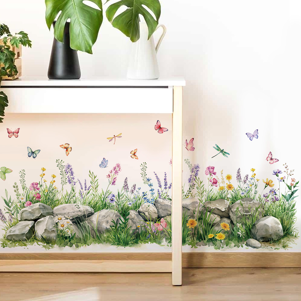 Stones and Flowers Watercolor  - Baby Nursery Wallpaper avaliação e preço