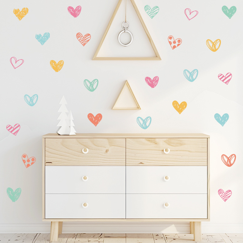 New Colorful Heart Wall Sticke - Baby Nursery Wallpaper Girl avaliação e preço